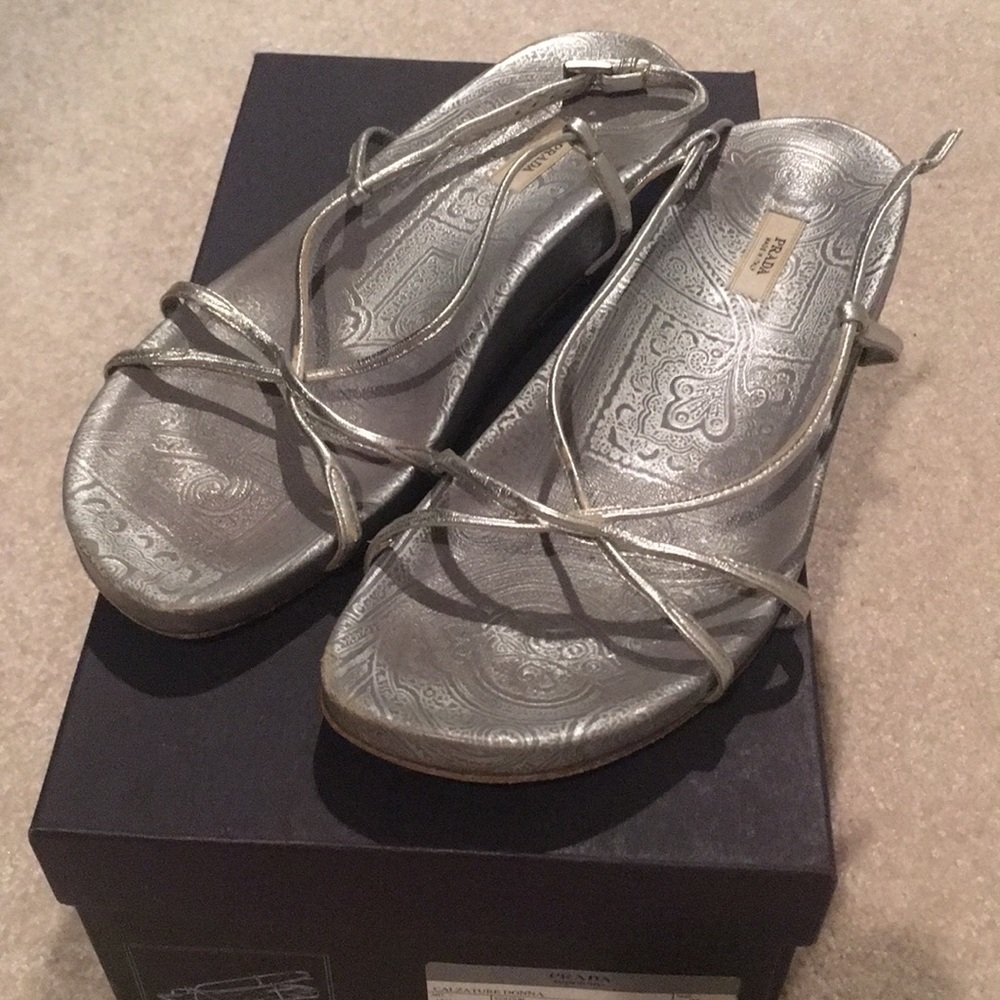 100% Authentic Prada Sandals - silver, size 36